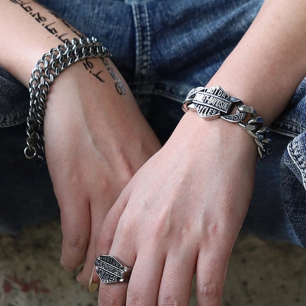 Harley Davidson HD Titanium Steel Wristband Biker Bracelet Riders Skul… - Picture 10 of 16